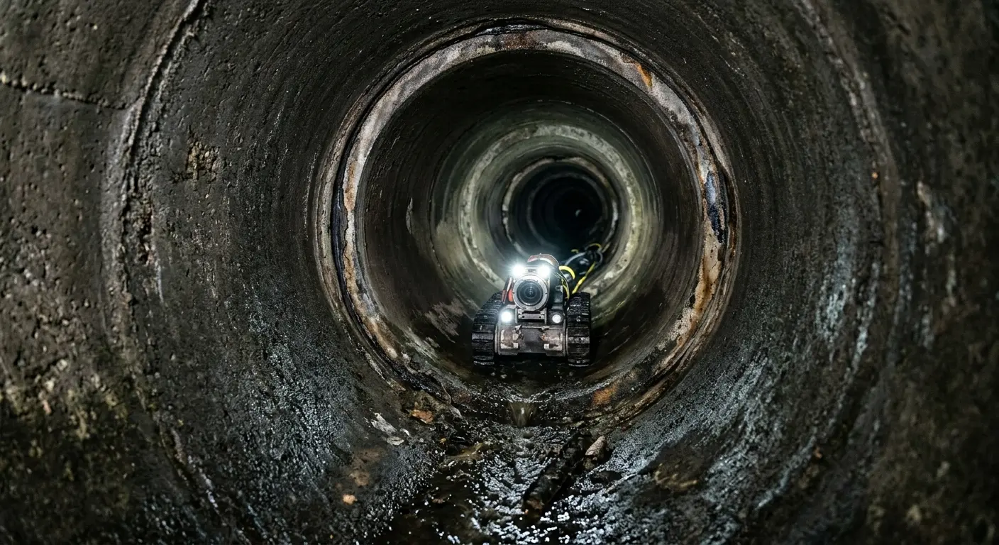 Robotic sewer camera inspecting pipe interior for Sewer Line Cleaning in Tamaqua